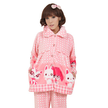 希芝凡 秋冬新款<em>孕妇</em>装睡衣女士法兰绒可爱卡