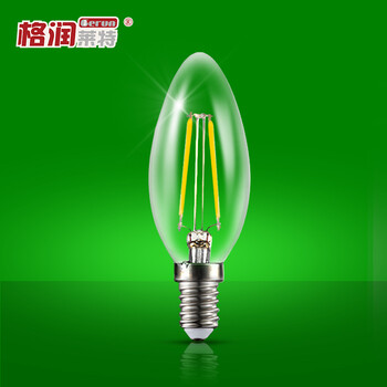 
                                        格润莱特 LED拉尾泡 尖泡 节能高亮灯泡 E14/E27螺口灯头蜡烛泡 水晶吊灯光源暖光 2W尖泡E14灯头 暖光黄光                