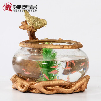 
                                        好心艺 创意客厅摆设新婚庆摆件家居装饰品小鸟鱼缸                