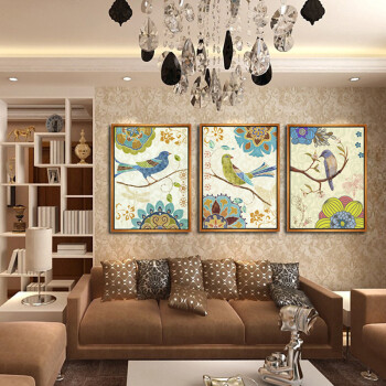 美式装饰画客厅现代简约装饰画墙画壁画餐厅挂画美克美家欧式富贵鸟 典雅金色 65*85