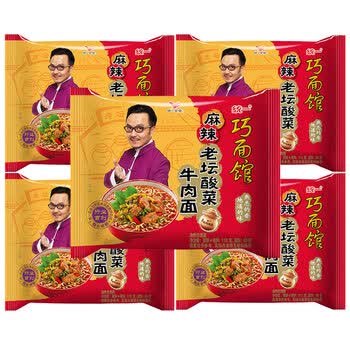统一 巧面馆 方便面 麻辣老坛酸菜 牛肉面 118g袋面*5