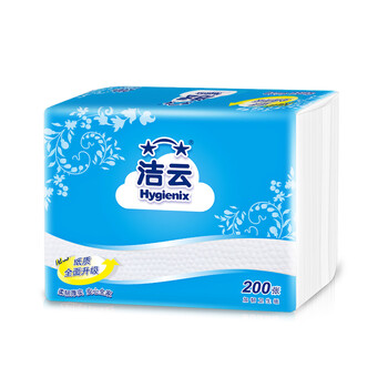 洁云卫生纸 加韧方包200张*8包 抽纸厕纸替代卷纸 平板纸厕所专用纸巾