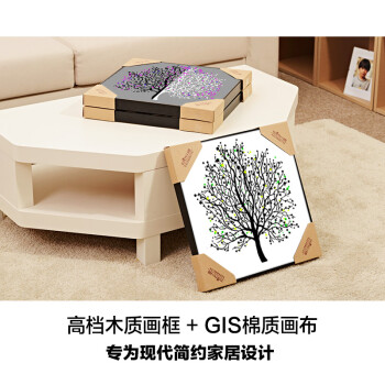 
                                        云图简欧现代简约有框壁画三联画客厅书房办公室挂画幸运树装饰画 一套ABC画面 50*50(黑色框)                