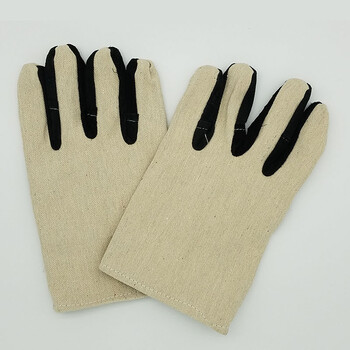 路宁 双层帆布衬皮手套 劳保手套 电焊手套 100付