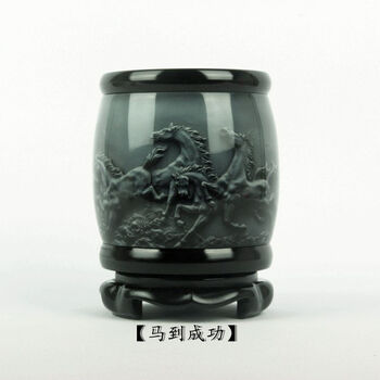 昌裕 博古架书桌摆设 办公桌笔筒家居办公室摆件创意装饰品实用商务礼品 马到成功/笔筒