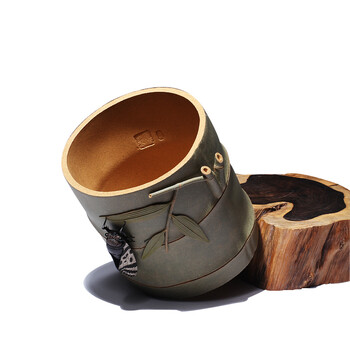 
                                        乾合祥茶具配件名家全手工制仿竹子制品金蝉紫砂段泥笔筒水桶茶道                