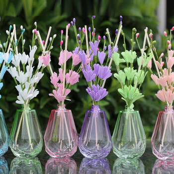 心心香印无火香薰精油套装礼盒装 插花室内藤条家用房间香水 净化除味 薰衣草&水晶紫色