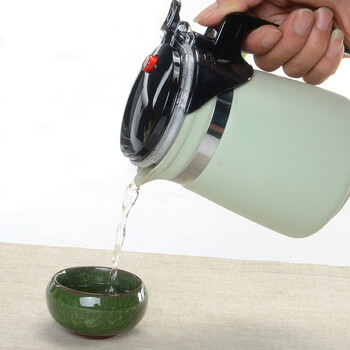 
                                        麦陶 汝窑飘逸杯过滤泡茶壶 大容量泡茶器 陶瓷功夫花茶茶具套装 汝窑飘逸杯送多彩冰裂6色杯                