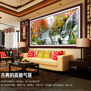 
                                        卡蒂奇5D钻石画圆钻DIY贴钻画方钻满钻钻石绣流水生财鸟语花香新款客厅挂画 饱满方钻效果佳150*60                
