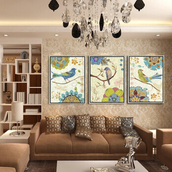 美式装饰画客厅现代简约装饰画墙画壁画餐厅挂画美克美家欧式富贵鸟 典雅金色 65*85