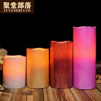 
                                        聚堂部落（jutangbuluo） 金色银色红色粉末led电子蜡烛灯 家居婚庆 酒吧装饰 红色外壳 直径7.5X20cm                