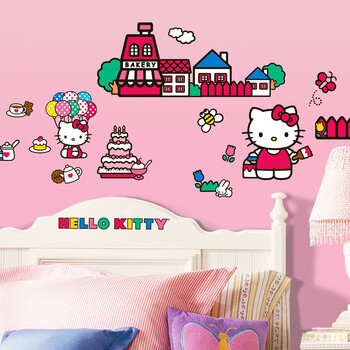 美国RoomMates儿童男女宝宝Hello kitty卧室贴画墙贴纸贴3D可移动 凯蒂猫大尺寸RMK2014GM