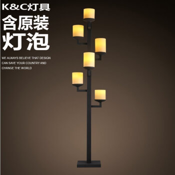 
                                        kc灯具新古典烛台铁艺云石美式装饰枝形个性落地灯客厅卧室落地灯 15-F9006-6 黄光                