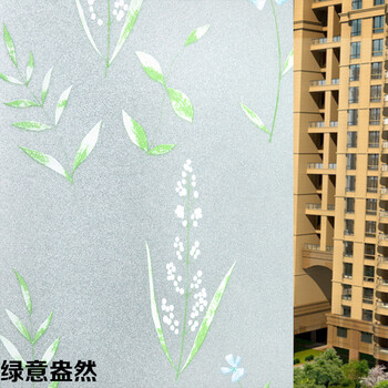 
                                        Brukner静电玻璃贴膜磨砂加密加厚淋浴房玻璃贴纸防晒免胶贴膜 富贵花 90厘米宽每米价                