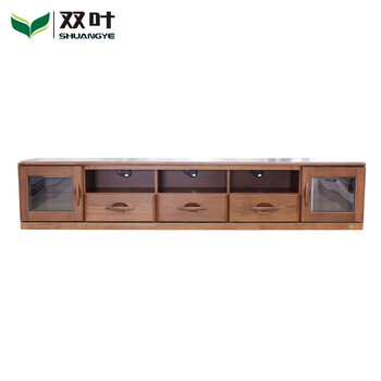 双叶家具 实木电视柜加长可储物电视柜 客厅家具现代中式电视柜 胡桃