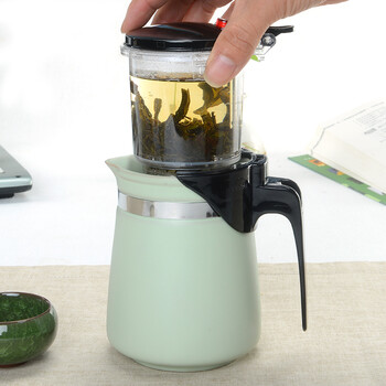 
                                        麦陶 汝窑飘逸杯过滤泡茶壶 大容量泡茶器 陶瓷功夫花茶茶具套装 汝窑飘逸杯送多彩冰裂6色杯                