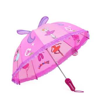 kidorable儿童雨伞宝宝太阳伞卡通伞女童伞公主伞女童伞直杆手动伞生日礼品礼物开学必备 芭蕾