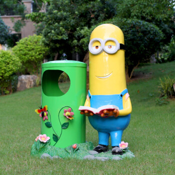 创意垃圾桶庭院装饰品户外园林玻璃钢雕塑工艺品3号小黄人垃圾桶