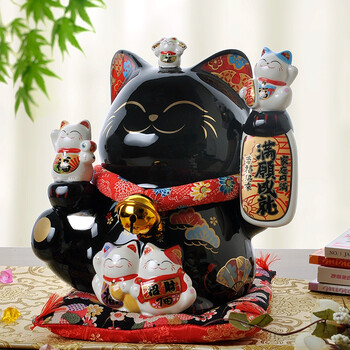 
                                        金石工坊 开业礼品 商铺摆件招财猫摆件SC1016满愿成就转运猫存钱罐大号                