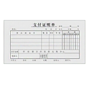 支付证明单各类财会凭证 支付证明单