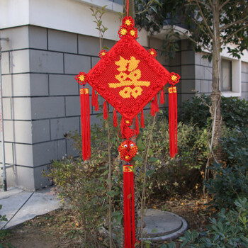 
                                        安礼轩中国结大号挂件家里鱼福挂饰过年春节装饰结婚新房布置喜庆用 福字挂件 中号120*48cm                