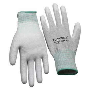 瑞珂韦尔 碳纤维防静电PU浸胶精细作业劳保手套 PUC101涂掌 10副M