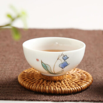 功夫茶具 陶瓷品茗杯 手绘金边粉彩白瓷茶具小茶杯主人杯茶具茶盏