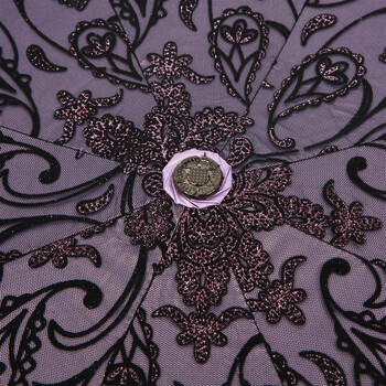 天堂伞 纱影芦花双层植绒三折超轻阳伞33114E暗紫色