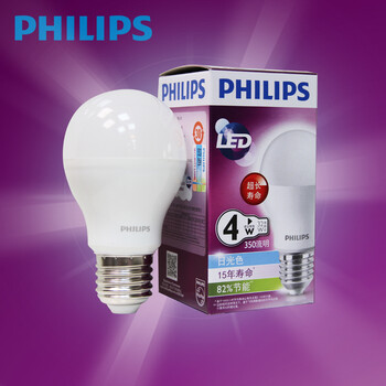 
                                        【双重优惠】飞利浦LED灯泡灯具PHILIPS LED球泡大口4W/E27 4W白光六只装                