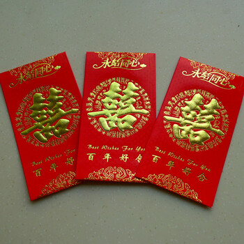 福源广 婚庆结婚用品喜庆饰品红包封红包结婚压岁祝福喜庆利是封大红包6个装 永结同心 9*17cm