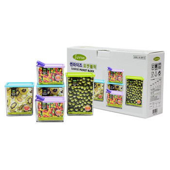 鲜乐仕sunrise 魔法密封食品保鲜盒5件套冰箱整理盒厨房收纳盒PBS10