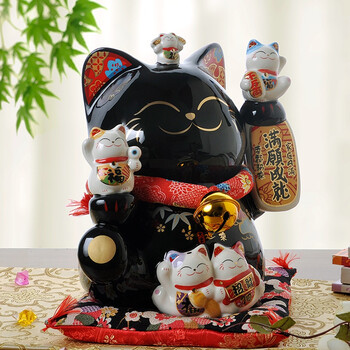 
                                        金石工坊 开业礼品 商铺摆件招财猫摆件SC1016满愿成就转运猫存钱罐大号                