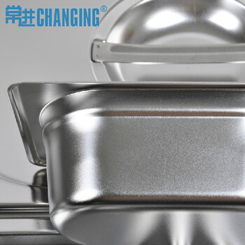 
                                        常进CHANGING1/1不锈钢份数盆 调料盆份数盒食物盆卤水盆 食堂饭菜盆 方盆 530x325x200mm                