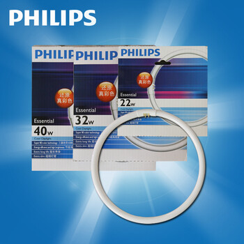 
                                        飞利浦（PHILIPS） 环形灯管T5/T8 22W32W40W荧光替换节能灯管/镇流器可选 T5灯管32W白光6500K直径24.5cm                