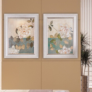 
                                        山迪客厅装饰画餐厅挂画田园风格沙发背景墙壁画三联有框画 花卉A两件套40x50                
