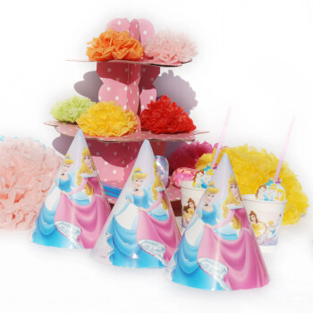 孩派HighParty生日派对用品套装/生日用品/生日派对/迪士尼公主6人基本装