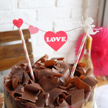 
                                        孩派（HihgParty） 儿童生日派对蛋糕装扮用LOVE 爱心 装饰蛋糕小插旗 生日云朵插旗                