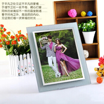 蘇姑娘相框银砂玻璃水晶摆台相框婚纱写真照片婚庆镜框5寸6寸7寸8寸 放8寸方款照片