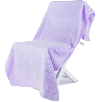 三利 A类加厚长绒棉缎边大浴巾 70×150cm 纯棉吸水 柔软舒适 带挂绳 婴儿可用 紫丁香色