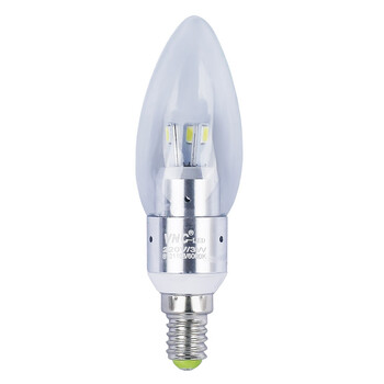 V-POWER 发光蜡烛E14光源水晶灯专用 LED360度灯泡 3W尖泡正白光