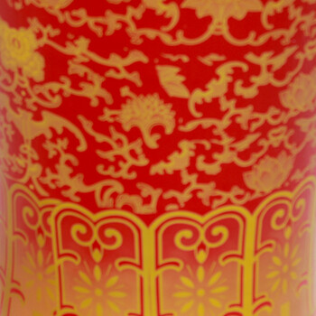 
                                        欢畅 景德镇陶瓷落地花瓶 中国红金缠枝满花大花瓶客厅酒店摆件装饰品sz-107 1.2米一对                