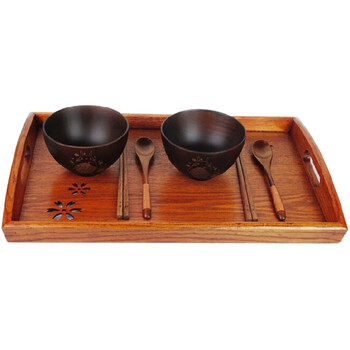 
                                        唐易 樱花茶盘 长方形木盘茶具茶杯托盘 实木盘子                