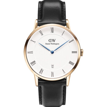 丹尼尔惠灵顿（DanielWellington）手表DW男表38mm金色边皮带男士石英手表带日历1101DW（DW00100084）