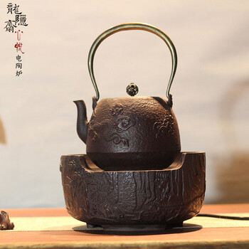 龙隐斋老岩泥电陶炉 超静音电陶炉无辐射 铁壶、铜环专用煮茶炉 烧水茶艺炉 松荫煮茶