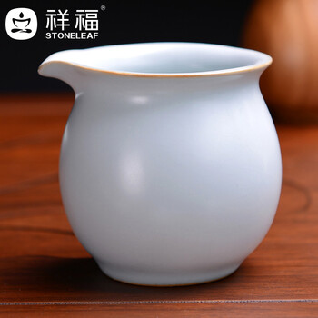 祥福 汝窑汝瓷开片整套功夫茶具套装 排水式盛水式 孟宗竹制实木四合一带电磁炉茶盘茶托茶台 贞元汇合福器套组