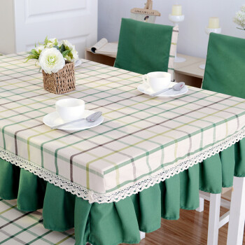 桌布布艺餐桌罩桌套椅套套装 色织棉麻长方形圆桌茶几