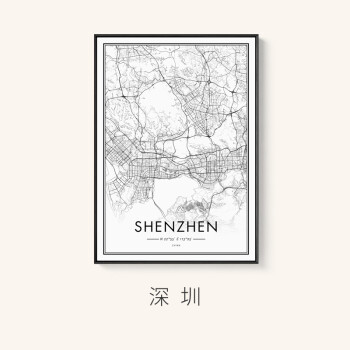 2018 新品现代简约世界中国城市地图黑白定制客厅装饰画北欧办公室