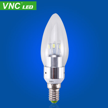 V-POWER 发光蜡烛E14光源水晶灯专用 LED360度灯泡 3W尖泡正白光