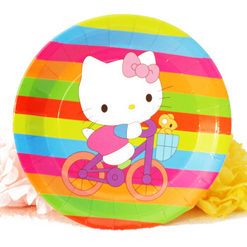孩派HighParty/生日派对用品/Hello Kitty纸盘6个/包