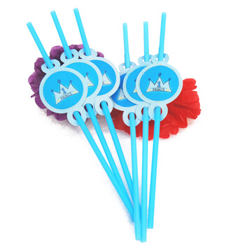 
                                        孩派HighParty 生日派对用品 王子蓝皇冠主题吸管6个                